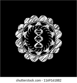 dna icon inside chalk emblem written on a blackboard