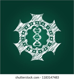 dna icon inside chalk emblem written on a blackboard