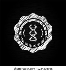 dna icon inside chalk emblem written on a blackboard