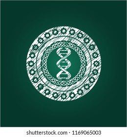 dna icon inside chalkboard emblem