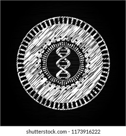 dna icon inside chalkboard emblem