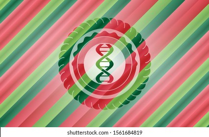 dna icon inside christmas colors emblem.