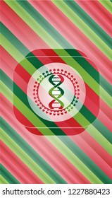 dna icon inside christmas emblem background.