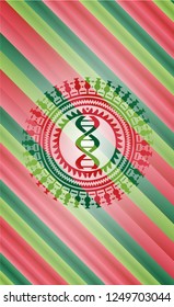 dna icon inside christmas emblem background.