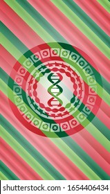 dna icon inside christmas style emblem.