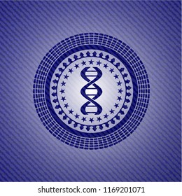 dna icon inside emblem with jean high quality background