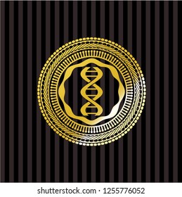 dna icon inside gold emblem or badge