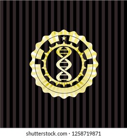 dna icon inside golden emblem