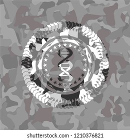 dna icon inside grey camo texture