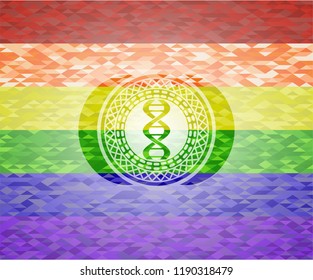 dna icon inside lgbt colors emblem 