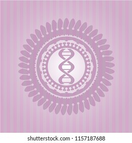 dna icon inside pink emblem. Retro