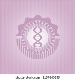 dna icon inside pink emblem. Retro