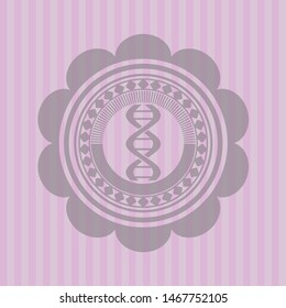 dna icon inside pink emblem. Retro
