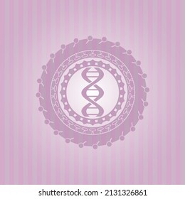 dna icon inside pink icon or emblem. Detailed design. 
