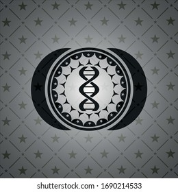 dna icon inside realistic dark emblem