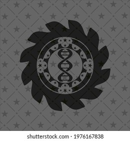 dna icon inside realistic dark emblem. 
