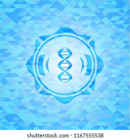 dna icon inside realistic light blue emblem. Mosaic background