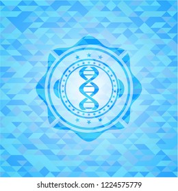 dna icon inside realistic light blue emblem. Mosaic background