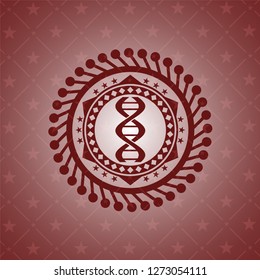 dna icon inside realistic red emblem