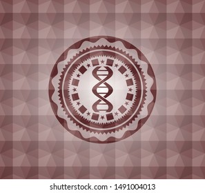 dna icon inside red badge with geometric background. Seamless.
