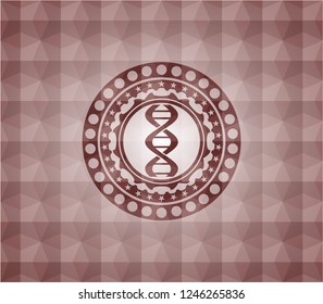 dna icon inside red polygonal badge. Seamless.