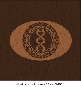 dna icon inside retro style wood emblem