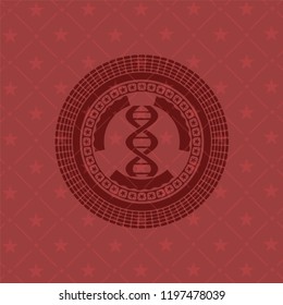 dna icon inside retro style red emblem