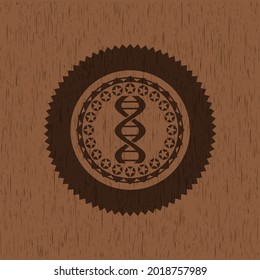 dna icon inside retro style wood emblem. 