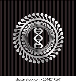 dna icon inside silver badge