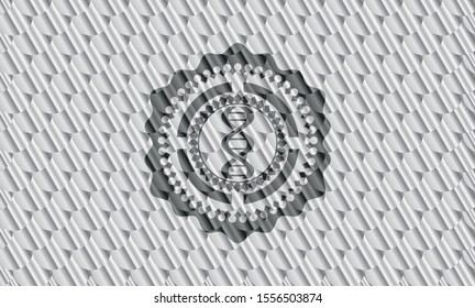 dna icon inside silver color emblem. Scales pattern. Vector Illustration. Detailed.