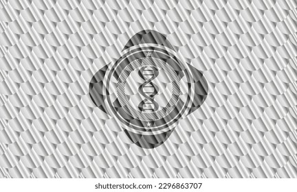 dna icon inside silver color badge. Scales pattern. Vector Illustration. Detailed. 