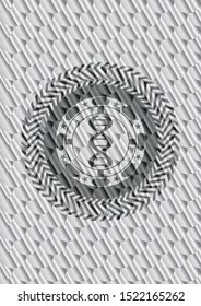dna icon inside silver emblem or badge. Scales pattern. Vector Illustration. Detailed.