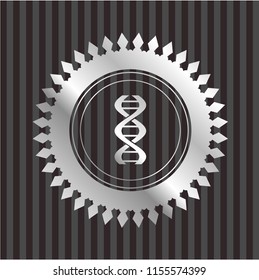 dna icon inside silver shiny emblem