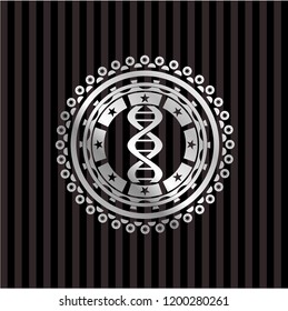 dna icon inside silver shiny badge