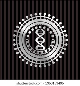 dna icon inside silver shiny emblem