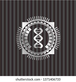 dna icon inside silver shiny badge