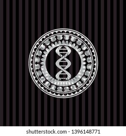 dna icon inside silver shiny emblem