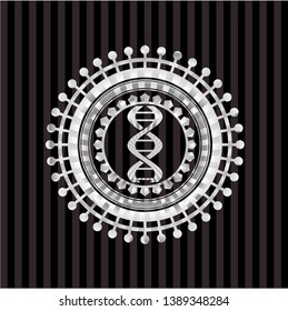 dna icon inside silvery badge or emblem