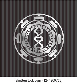 dna icon inside silvery emblem