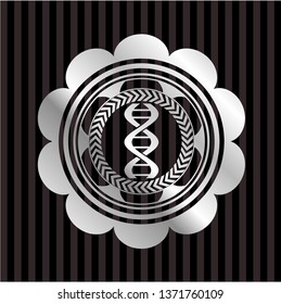 dna icon inside silvery emblem