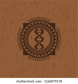 dna icon inside vintage wooden emblem
