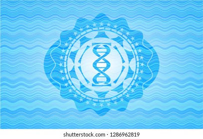dna icon inside water style badge.