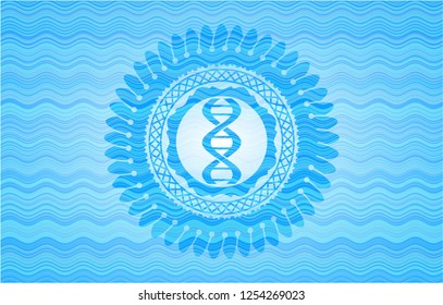 dna icon inside water wave representation style badge.
