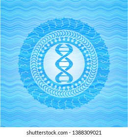 dna icon inside water wave representation style emblem.