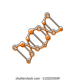 DNA icon. Isolated icon consisting of black thin contour and orange moved filling on different layers. White background