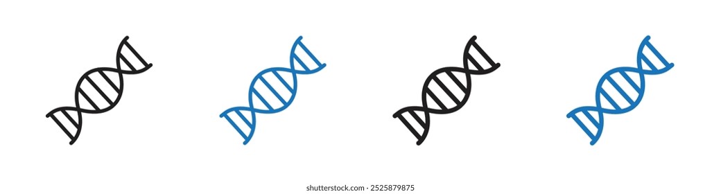 Dna icon linear graphics set vector in black
