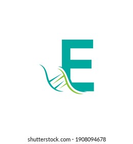 DNA icon logo with letter E template design illustration