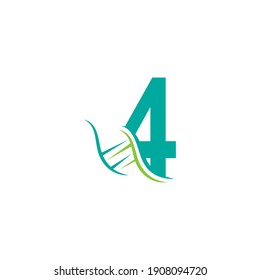 DNA icon logo with number 4 template design illustration