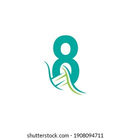 DNA icon logo with number 8 template design illustration