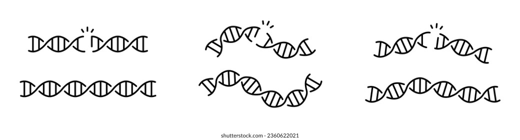 DNA-Icon, lange Struktur der genetischen Moleküle, DNA-Icon-Linie bearbeitbaren Schlaganfall